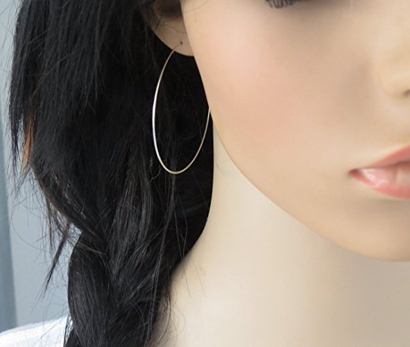 Extra large hoop earring in 925 sterling silver, thin hoops, 1-2 weeks delivery