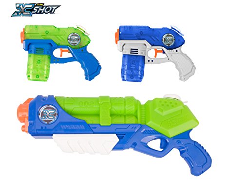 Zuru X Shot Promo Pack Water Blaster Toy (Typhoon Thunder & 2 Small Stealth Soakers)