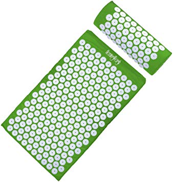 HemingWeigh Complete Acupressure Mat and Pillow Set with Bonus Carry Bag (Green)
