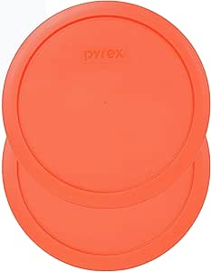 Pyrex 7402-PC 7-Cup Orange Plastic Food Storage Lid, 2 Pack - Original Genuine Pyrex - Made In The USA (Orange)