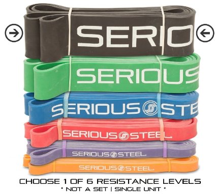 Serious Steel Assisted Pull-Up Band Resistance and Stretch Band  Powerlifting Bands  Pull-up and Band Starter e-Guide INCLUDED Single unit 41-inch