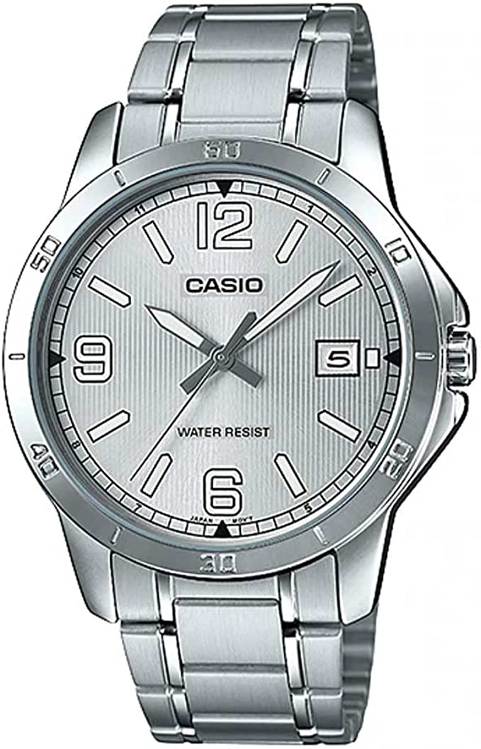 Casio MTP-V004D-7B2 Men's Dress Stainless Steel Silver Dial Analog Date Watch