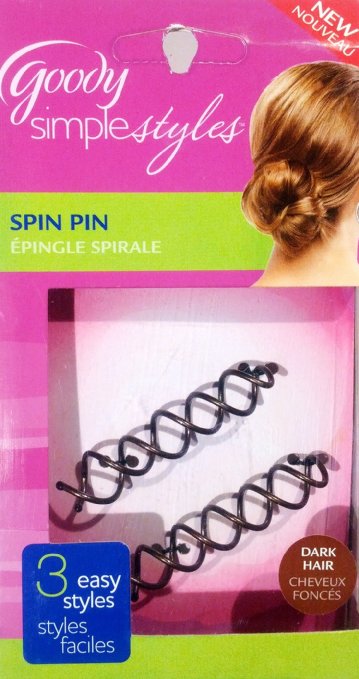 Goody Simple Styles Spin Pin for Dark Hair 3 Easy Styles 2 Pins (1 box)