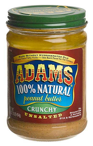 Adams 100% Natural Peanut Butter, Unsalted, Crunchy, 16 oz