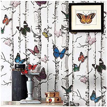 Butterfly Wallpaper, H2MTOOL Removable Self Adhesive Wallpaper Peel and Stick(17.7” x 78.7”, Butterfly)