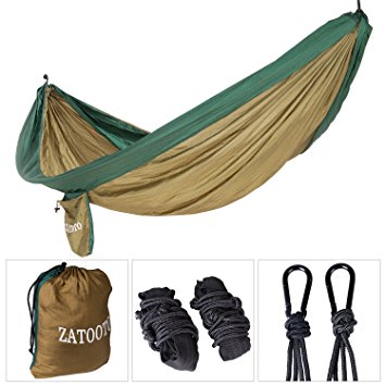 Parachute Double Camping Hammock-Lightweight Portable Nylon Hammock For Backpacking,Camping,Travel,Beach,Yard,Including 2 Straps,2 Carabiners