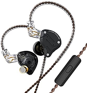 KZ ZS10 Pro, Linsoul 4BA 1DD 5 Driver in-Ear HiFi Metal Earphones with Stainless Steel Faceplate, 2 Pin Detachable Cable (with Mic, Dark Black)