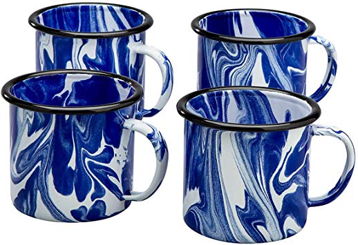 Blue Marble Enamelware Set of 4 Mugs by Home Marketplace