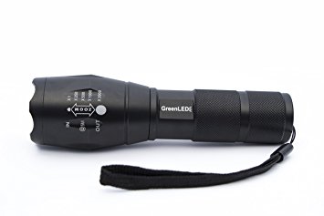 GreenLED Super Bright Tactical LED Flashlight, Zoom, Adjust, Focus, 5 Modes 1000 Lumens, Water Resistant Outdoor Torch with Rechargeable 18650 Li-ion Battery and Charger
