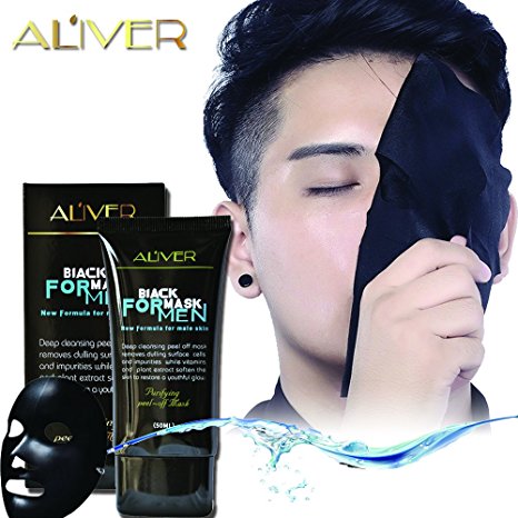 Aliver Natural Activated Charcoal Purifying Blackhead Acne Remover Peel-Off Facial Cleaning Black Face Mask 50ml Bottle Blackhead Remover Mask ( Men)