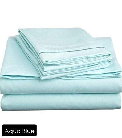 Royal Home Collection 100% Egyptian Cotton 3 PCs- Duvet Cover Set Twin Extra Long Bed Size, Aqua Blue Solid 600 Thread Count