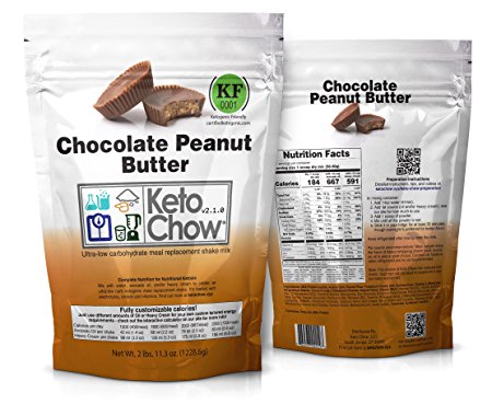 Keto Chow Ultra Low Carb Meal Replacement Shake, complete nutrition for Ketogenic Diet (Chocolate Peanut Butter 2.1)