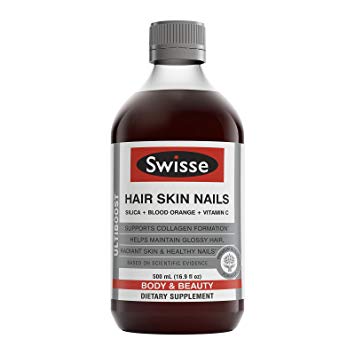 Swisse Ultiboost Hair Skin Nails Liquid Supplement, 500 ml, Beauty Formula, Contains Vitamin C, Iron, Zinc to Supports Collagen Production for Healthy Hair, Skin and Nails*