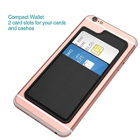 dodocool Credit Card Holder Self Adhesive Stick-on Wallet for iPhone 6/6s Smartphones Black