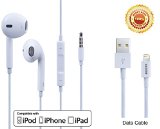 BestfyTMEarphonesEarbudsHeadphones with Remote Control and Mic for iPhone 6 Plus 6 6s 6s Plus iPhone 5s 5c 5 iPad iPod with 1pcs Charging Cable CordWhite