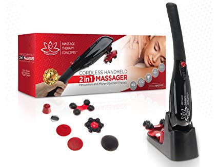 Deep Tissue Percussion Massager, Hand Held Back Massager with Dual Motor - Muscle Relief for Neck, Shoulder, Foot, Calf, Cordless and Portable Design by Massage Therapy Concepts