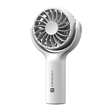 Portronics Toofan Mini Portable Rechargeable Fan with 3 Speed Modes, Upto 7800 RPM Max Speed, 2000 mAh Battery, Type C Charging Port, Magnetic Base for Stability(White)