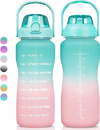 Milifox Gallon Water Bottle with Time Marker and Straw:64 oz Water Bottle with Times to Drink- BPA Free Tritan Water Jug Leakproof Waterbottle for Fitness Sports