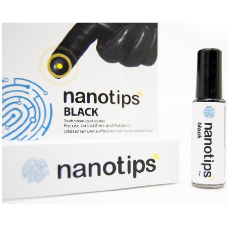 NANOTIPS Black - for Leather, Rubber, and Gortex. Transforms Any Gloves into Touchscreen Compatible Smart Gloves. For iPhone, iPad, and Android devices.