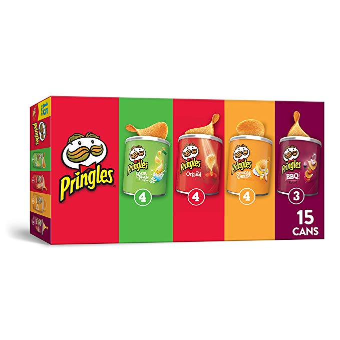 Pringles Potato Crisps Chips, Flavored Variety Pack, Original, Cheddar Cheese, Sour Cream and Onion, BBQ, 15 Count