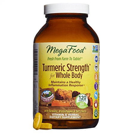 MegaFood - Turmeric Strength for Whole Body, Curcumin Support for Healthy Inflammation, 120 Tablets (FFP)