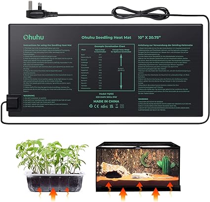 Ohuhu Seedling Heat Mat Heated Propagator, Waterproof Greenhouse Heating Pad Plants Hydroponic Heat Mat for Winter Hydroponic Indoor Seedling Germination, Warm Mat for Terrarium Reptile Amphibian