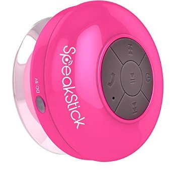 SpeakStick Rechargeable Bluetooth Shower Speaker with Mini USB Connection - Pink