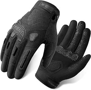 INBIKE Wear Resistant Breathable MTB Gloves Touchscreen Motorcycle Gloves with EVA Palm Pads & TPR Finger Pads Black Medium