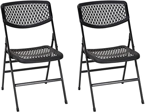 Cosco Products COSCO Commercial Mesh, 2-Pack Folding Chairs, 2 Pack, Black Resin