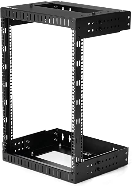 StarTech.com 15U 19" Wall Mount Network Rack - Adjustable Depth 12-20" 2 Post Open Frame Server Room Rack for AV/Data/ IT Communication/Computer Equipment/Switch w/Cage Nuts & Screws (RK15WALLOA)