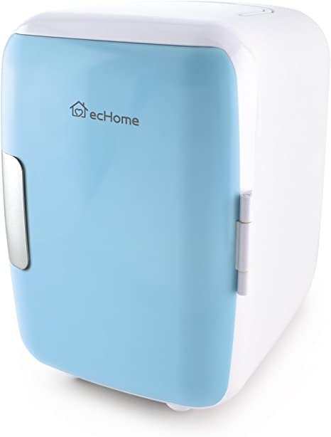 ecHome Portable 4L Mini Refrigerator Fridge Cooler Freezer and Warmer for Car Home (Blue)