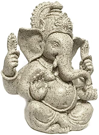 Bellaa 24070 Lord Ganesh Ganesha Statue 5 inch Sculpted in Great Detail with Antique Finish Ganesh Idol for Car Home Decor Mandir Gift Hindu God Idol