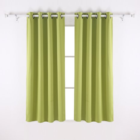 Deconovo Solid Thermal Insulated Blackout Window Curtains GreenSet of 2 Panels 52x63 Inch