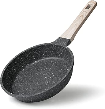 CAROTE Nonstick Frying Pan, Granite Egg Omelet Fry Pan for Induction Hob and All Stoves (Classic Granite with New Handle, 20cm)