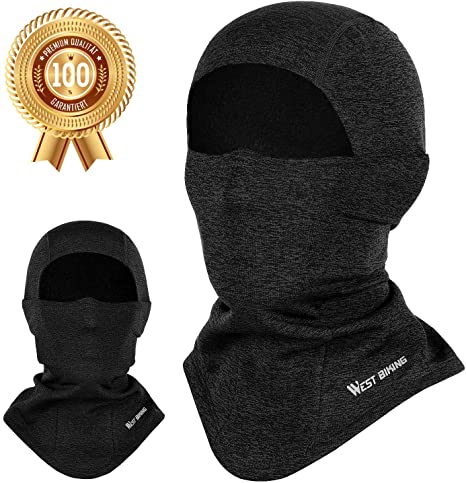 West Biking Balaclava Face Mask, Windproof Thermal Polyester Mask Cover Hooded Hat for Men Women Breathable Full Face Neck Gaiter Headgear for Cycling Motorcycle Full Face Neck Gaiter Headgear