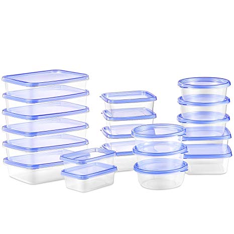 Deik Food Containers 20 packs Plastic Food Storage Set with Lid, Leak Resistant, Microwave Freezer and Dishwasher Safe, BPA free