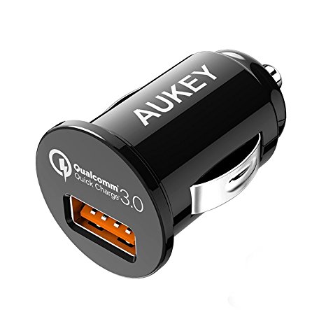 AUKEY Quick Charge 3.0 Car Charger 18W Smasung, Nexus 6, iphone 7 and more, including a 3.3ft A to C Cables