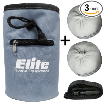 Elite Sportz Chalk Bag and 2 x Chalk Balls - Quick-Clip Belt with for Rock Climbing, Weight Lifting, Bouldering and Gymnastics - Tight Fitting Drawstring Closure and Secure Zip Pocket - (3 Colors Available)