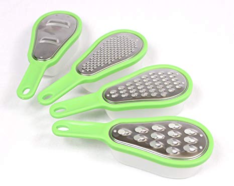 Premium Cheese Grater and Slicer with Storage Cup - Variety Bundle Set of 4