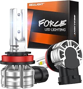 SEALIGHT H11 H8 H16 LED Fog Light Bulbs or DRL,10000LM 6500K Super White 7035 CSP Chips,3 Mins Plug & Play, Pack of 2