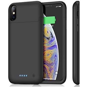 Battery Case for iPhone Xs Max, 6200mAh Upgraded Protective Charging Case Rechargeable External Battery Pack for iPhone Xs Max Portable Charger Case Backup Power Cover [6.5 inch]-Black