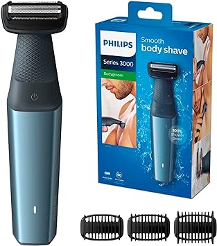 Philips Bodygroom Series 3000 men's body shaver with 3 comb attachments for trimming (model BG3015/15) cutting length min. 3 mm, max. 7 mm