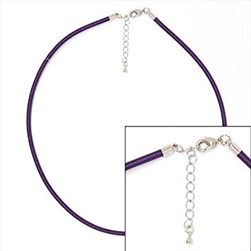 Purple Cotton Satin Necklace With Silver Tone Clasp 3.4mm / 18-20 Inches