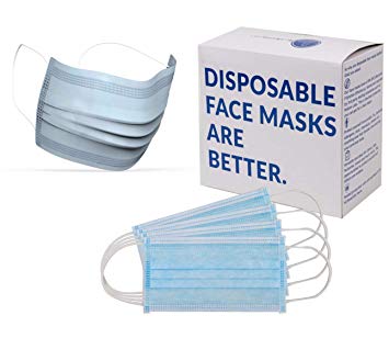 Blue Shoe Guys 100 Premium Earloop Face & Dust Masks | Surgical & Medical-Grade Mouth Covers & Nose Filters for Allergies, Dust, Flu, Smoke Air, Pollution, Germs, Allergy | One Size Fits Most
