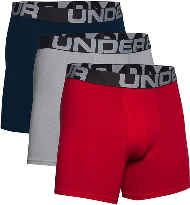 Under Armour Men's Charged Cotton 6in 3 Pack Elasticated and quick-drying sports underwear, extra-comfortable boxer briefs with 4-way stretch in a pack of 3 (pack of 1)