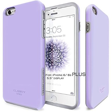 iPhone 6S Plus Case, Team Luxury Clarity Series Purple Ultra Defender Protective Case for Apple iPhone 6 Plus / 6S Plus - Lavender/ Gray