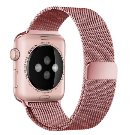 Penom Apple Watch Band 38mm Mesh Loop w Strong Magnetic Stainless Steel Closure Clasp Milanese Strap Bands a Rose Gold