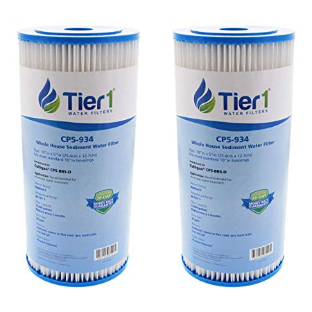 Tier1 CP5-BBS-D, CP5-BB, W5CPHD 5 Micron 10 x 4.5 Pleated Polyester Sediment Culligan, Pentek & American Plumber Comparable Replacement Water Filter 2-Pack