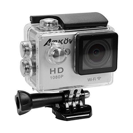 AMKOV Wi-Fi Connection 1080P HD Sports Camera 2.0 Inches 170 Degrees Wide Angles 12MP Waterproof For X-sports Surfing Diving Biking