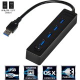 Sabrent 4 Port Portable USB 30 Hub with Power Switch for Ultra Book MacBook Air Windows 8 Tablet PC - Black HB-U3P4